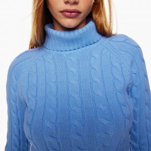 күпкырлы дизайн Кабель-трикотаж ташбака свитер