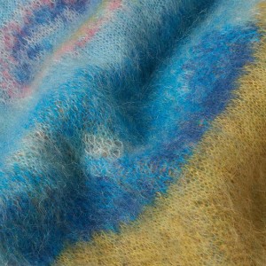 Pánský broušený žakárově pletený mohérový svetr s kapucí Vlastní logo Pletený svetr
