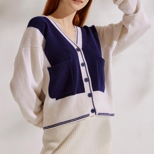 V 넥 긴 소매 여성 스웨터