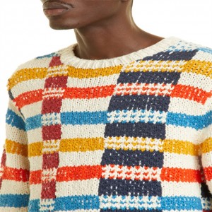 Broken Plaid Pattern Heavy Cotton Winter Sweater For Men