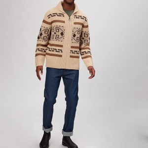 Egendefinert Jacquard strikket genser med glidelås for menn