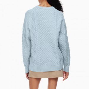 Ženski džemper s okruglim izrezom široki vintage pulover