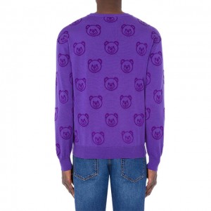 2023-as kiváló minőségű Jacquard Toy Bear kötött pulóver férfiaknak