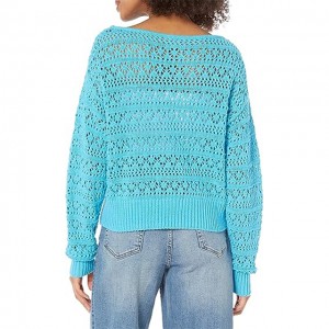ქალის Daba Crochet გრძელმკლავიანი Slouchy Pullover