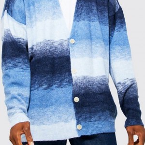 Custom Winter Long Sleeve Chunky Men's Cardigan Logo Knitwear Sweater