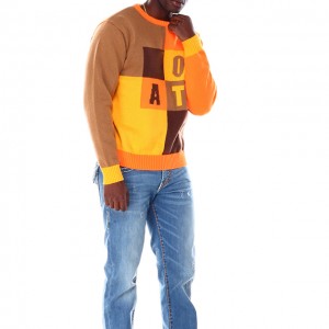 Pielāgots 2023. gada vīriešu krāsas bloku žakarda trikotāžas džemperis
