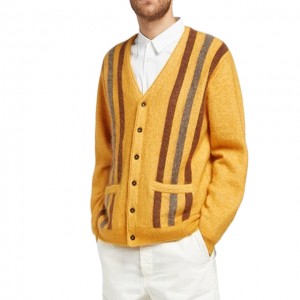 Custom Men's Long Sleeve Knitted Sweater Mohair Cardigan