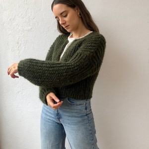Custom connexum Sweater Top Winter Knitted Mohair Chunky Cardigan Logo Knitwear Sweater