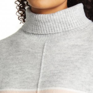 Женски кашмирски џемпер пуловер со риги во стил на кофа