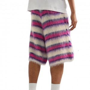 कस्टम पुरुषों की वाइड-लेग स्ट्राइप्ड मोहायर-ब्लेंड ड्रॉस्ट्रिंग शॉर्ट्स पैंट