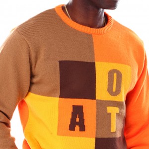 Персонализиран мъжки плетен пуловер с цветен блок жакард от 2023 г