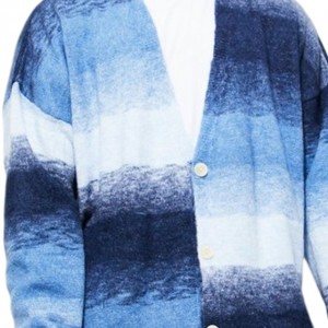 Sleeve Long Geamhraidh Custom Chunky Men's Cardigan Suaicheantas Knitwear Sweater