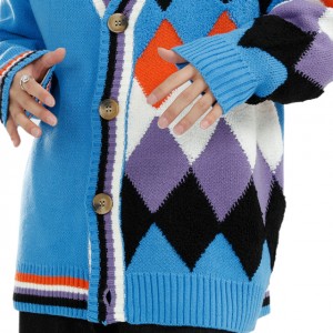 Vêtements de rue pour hommes pull tricoté multicolore Cardgain pull d'hiver surdimensionné à col en v profond pour hommes