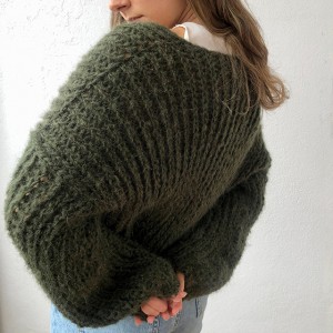 Custom knit Sweater Top Winter Knitted Mohair Chunky Cardigan Logo Knitwear Sweater