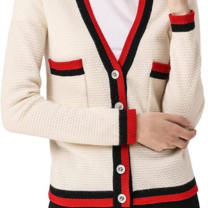 Spring pure cashmere women’s cardigan sweater V-neck sweater