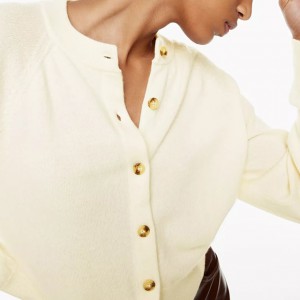 Single-breasted round neck cotton women's design sense solid color cardigan