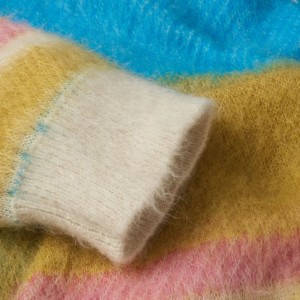 Pullover Hoodie Mohair Berus Berus Jacquard-Knit Logo tersuai Sweater Berkait
