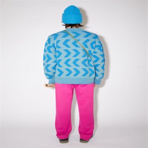 Pulover tricotat personalizat Pulover cu decolteu triplu Menta albastru safir