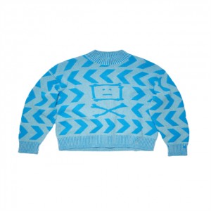 Individualizuotas megztinis megztinis su kakleliu, mėtos safyro mėlynos spalvos megztinis