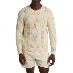 DIY jaunums ar garām piedurknēm kakla žakarda dizaina puloveru džemperis vīriešiem daudzkrāsu džemperis vīriešu apkalpes kakla džemperi