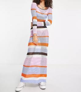 Vasaros dizainerės Lady Crochet Trikotažinė suknelė Moteriška megztinė suknelė