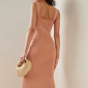 sleeveless backless women’s knitted camisole dress