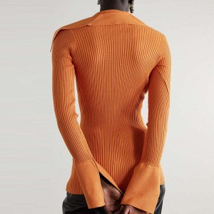 Fabricantes de malhas costela personalizada elegante casual cardigan feminino suéter solto para outono inverno suéter de malha feminino