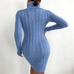 Zivistan Custom Female Cable Slim Fit Turtleneck Knit Dresses