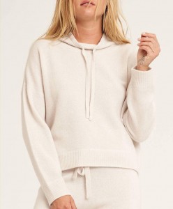 Travel Knit Loungewear Two Piece Set Ribbed Ladies Cashmere Hoodie Women Knitted 100% Wool Cashmere Sweater Jogger set