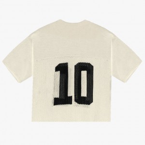 Niestandardowe logo w kształcie kabla, dzianina, modny, okrągły dekolt, krótki rękaw, męski sweter z dzianiny na szydełku, dzianinowa koszulka z siatki
