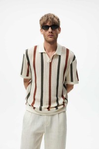 Cămașă personalizată din tricot cu dungi de vară pentru bărbați