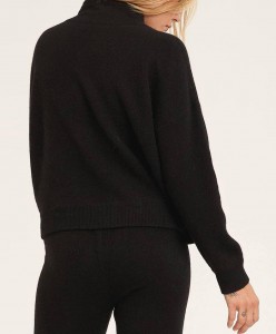 Travel Knit Loungewear To-delt sæt Ribbet kashmir hættetrøje dame strikket 100% uld kashmir sweater jogger sæt