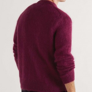 Custom nga long sleeve sweater taas nga kalidad nga burgundy sweater Para sa mga lalaki