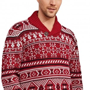 Sweater Long Men's Slim Fit Christmas Print Shawl Collar Knitting Pullover Sweater