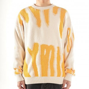 Custom na Pullover Knitwear Letter Jacquard Fashion Long Sleeve Knitted Oversized Men's Sweater