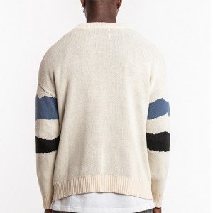 2023 Jacquardstrikket sweater med rund hals til mænd