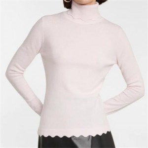 OEM ODM augstas kvalitātes, vienkrāsaini, šauri pieguļoši sieviešu džemperi ar apkakli