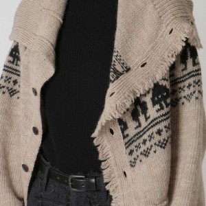 Turtleneck Sweater Fringe Detail Knitted Cardigan