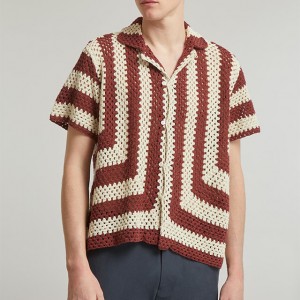 Cardigan Lapel Flagship Paprika Crochet Shirt