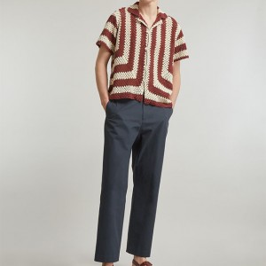Cardigan Lapel Flagship Paprika Crochet Shirt