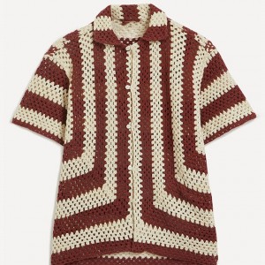Kāleka Lapel Flagship Paprika Crochet Shirt