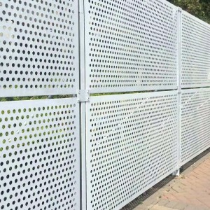 Corrosion-resistant high-security low-cost perforated metal mesh fence