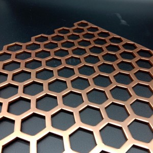 Stainless steel perforated hexagon honeycomb mesh sheet para sa cladding