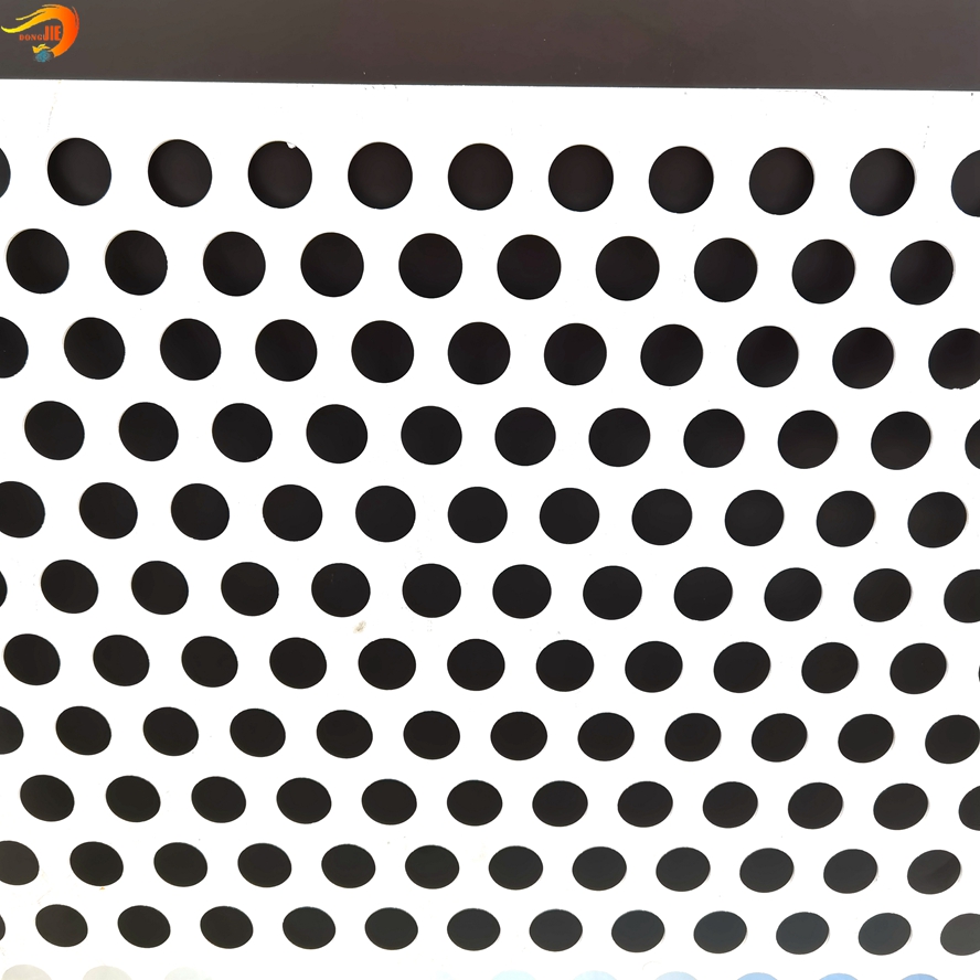 China Cheap price Speaker Mesh - New Design White Perforated Sheet Round Hole for Facade Cladding  – Dongjie