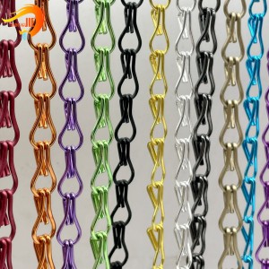 China Colored Aluminum Door Curtain Double Hooks Chain Fly Screen