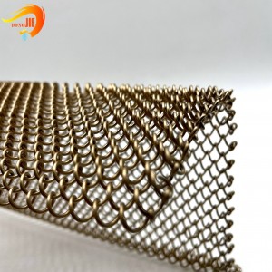Durability Decorative Aluminum Metal Mesh Chain Link Fence In Golden