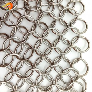 304 316 Stainless Steel Ring Mesh Curtain / Chain Mail Decorative Metal Mesh