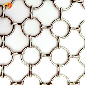 Ткаенина завеса завеса од нерѓосувачки челик синџир прстен мрежа