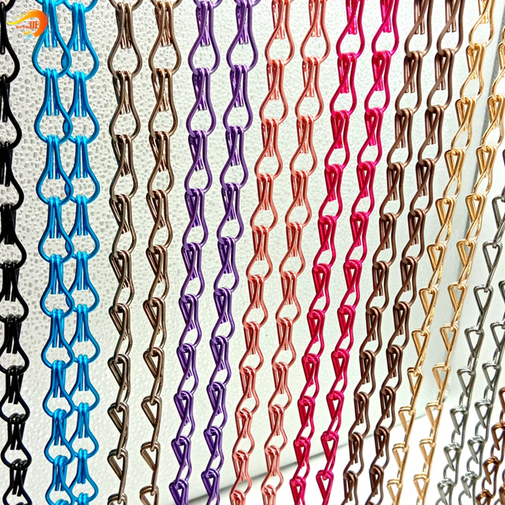High definition Wire Mesh Curtains - Lightweight Aluminum Double Hooks Chain Fly Screen Metal Curtain – Dongjie