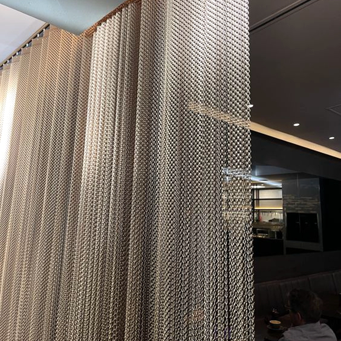 Light Brass Color Decorative Architectural Woven Mesh For Hall